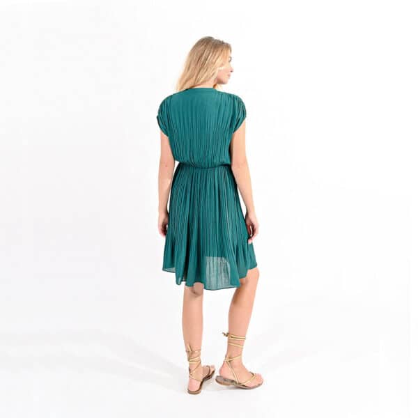 Emerald Pleated Mini Dress