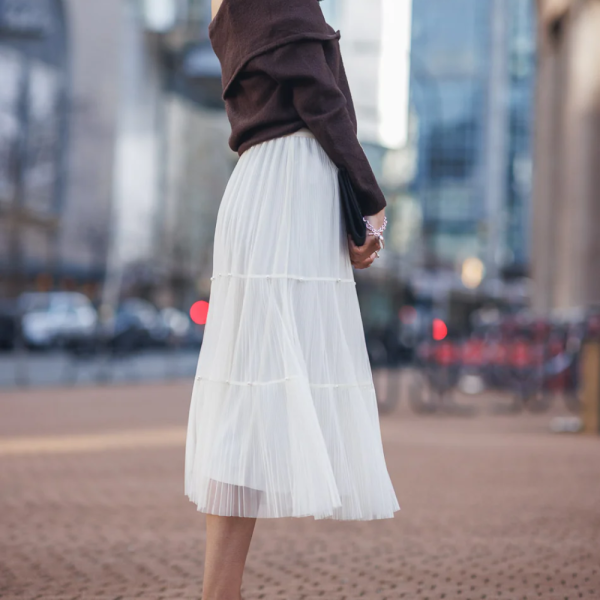 Tiered Pleated Tulle Skirt